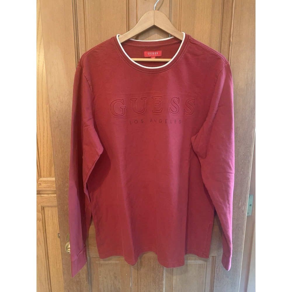 GUESS Sweatshirt Men's Size XL Red Crew‎ Neck Pullover